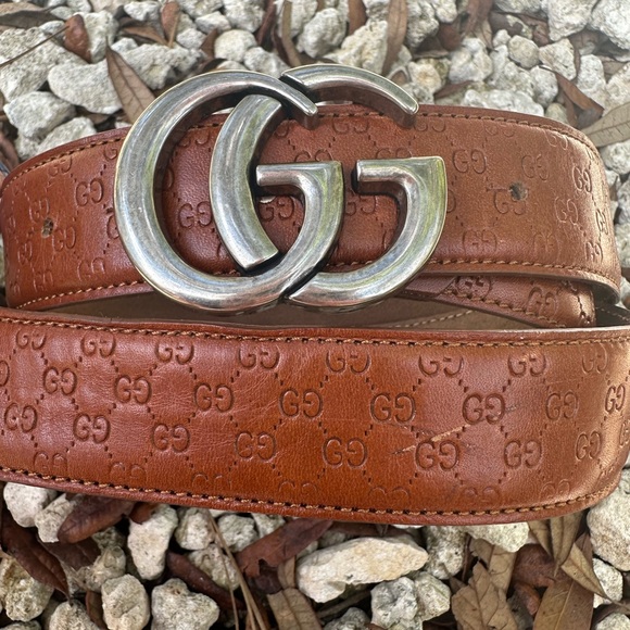 Gucci Other - GG Gucci Emblematic Marmont Brown Leather Belt Silver Buckle L